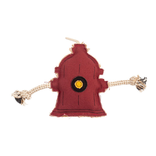 Country Living Canvas & Jute Fire Hydrant Dog Chew Toy – Durable, Safe and Non-Toxic