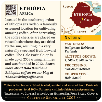 Ethiopia Natural Single-Origin Coffee – Light Roast Whole Bean