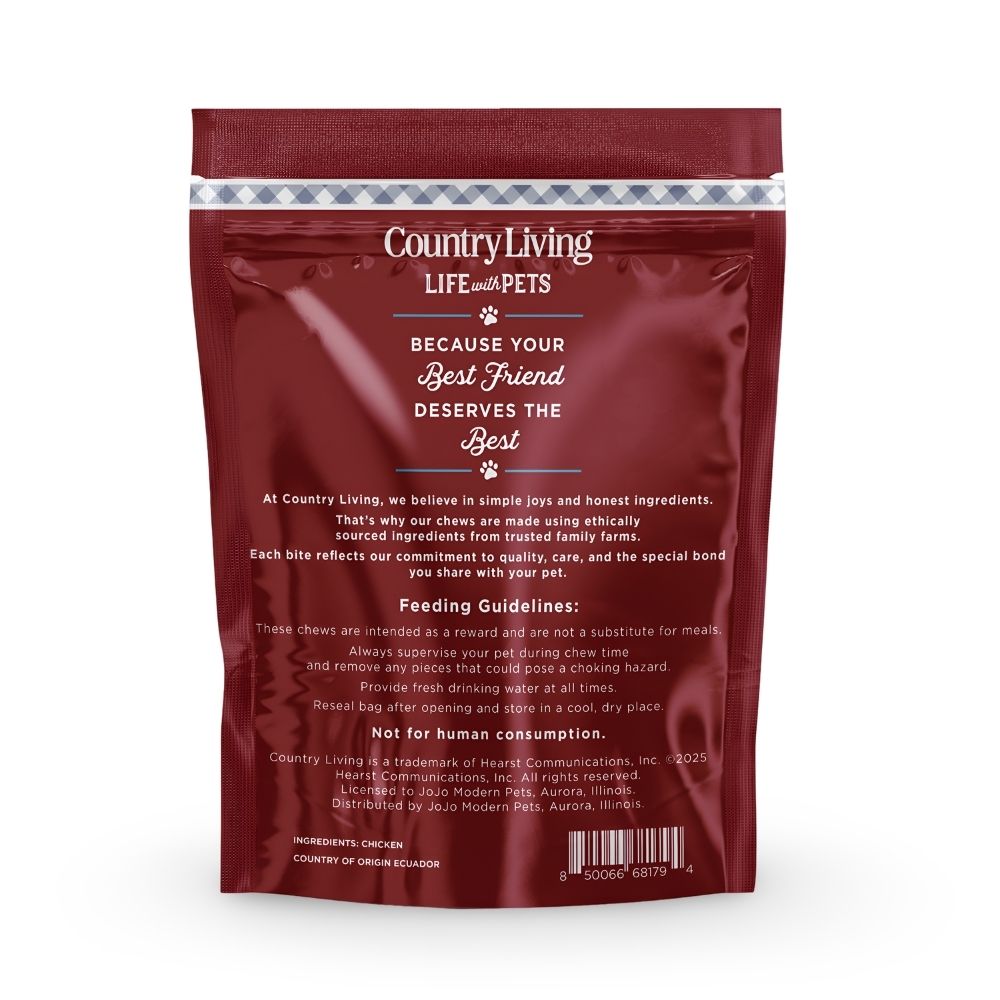 Country Living 4”-5” Beef Flavored Chicken Sausage Dog Treats – 15 Count Bag – Soft & Chewy, High-Protein Training & Reward Treats – Grain-Free, No Artificial Flavors or Preservatives