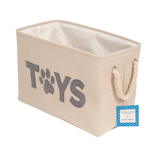 Country Living Foldable Fabric Dog Toy Storage Bin - Convenient Organizer for Pet Accessories