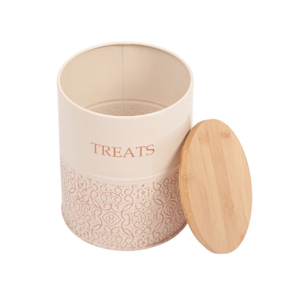 Country Living Dog Treat Canisters - Set of 2 Carbon Steel Jars with Bamboo Lids – White Swan