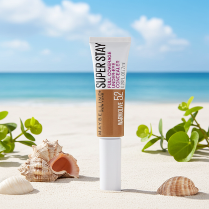 Maybelline New York Super Stay Super Stay Full Coverage, Brightening, Long Lasting, Under-eye Concealer Liquid Makeup Forup to 24H Wear, With Paddle Applicator, 52 Warm Olive, 0.23 fl. oz.